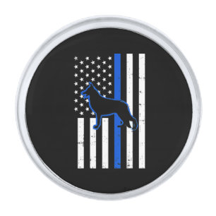 German Shepherd Police Dog K9 Patriotic Silver Finish Lapel Pin