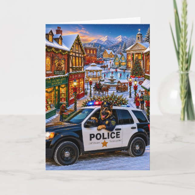 German Shepherd Police Holiday Card (Front)
