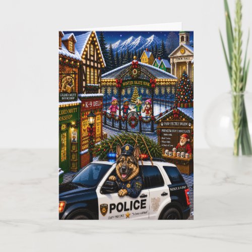 German Shepherd Police Holiday  Card