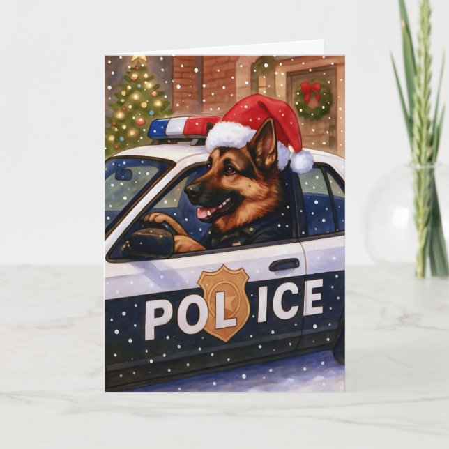 German Shepherd Police Holiday Card (Front)