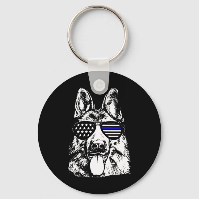 German Shepherd Police Officer Police Dog Keychain (Front)