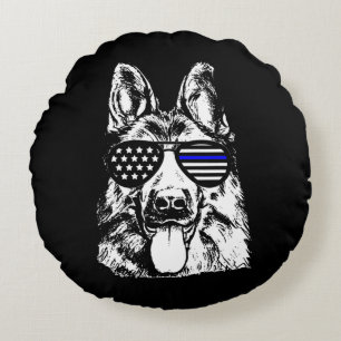 German Shepherd Police Officer Police Dog Round Pillow