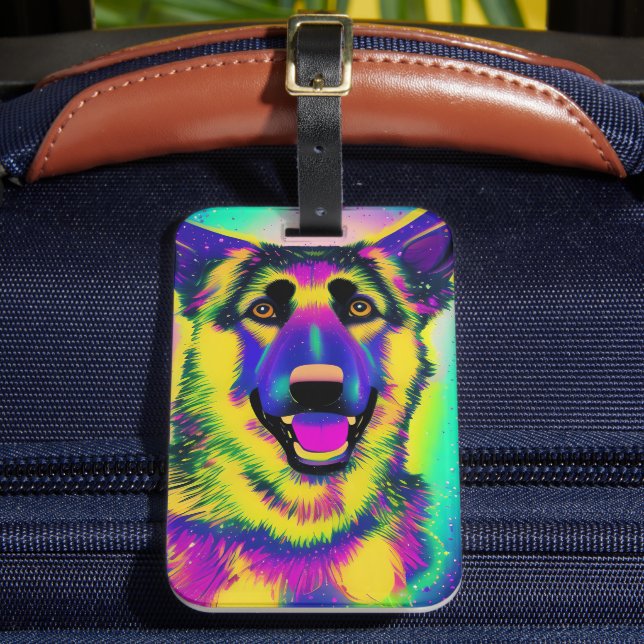 German Shepherd Pop Art    Luggage Tag (Front Insitu 2)