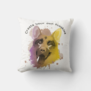 German Shepherd pop art style throw pillow