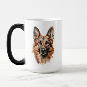 German Shepherd Portrait Black Accent Mug