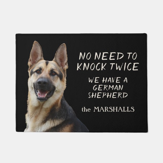 German Shepherd Portrait No Need to Knock Twice Doormat (Front)