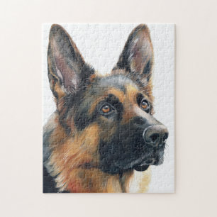 German shepherd portrait watercolor jigsaw puzzle