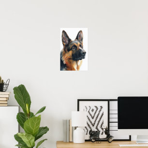 German shepherd portrait watercolor poster