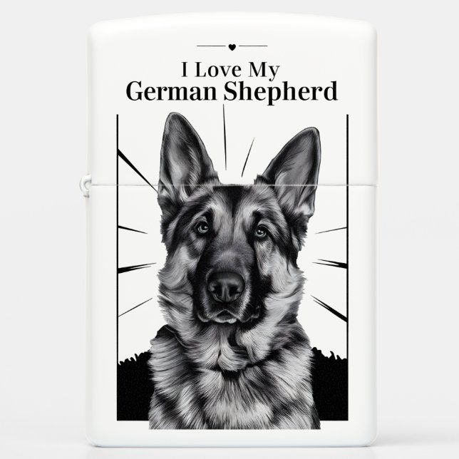 German Shepherd Portrait Zippo Lighter (Front)