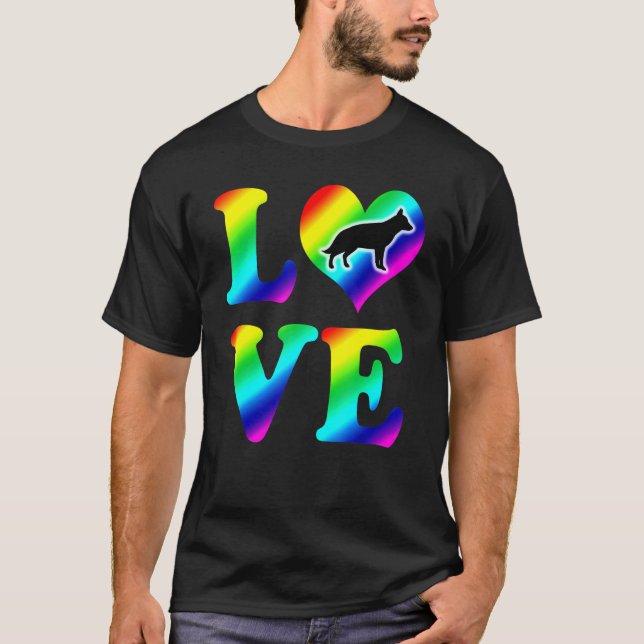 German Shepherd Pride Rainbow Love T-Shirt (Front)