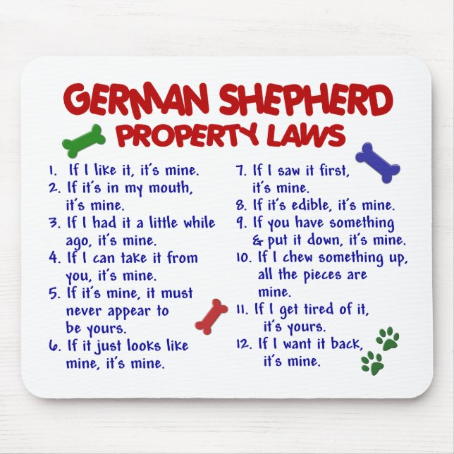 GERMAN SHEPHERD Property Laws 2 Mouse Pad (Front)