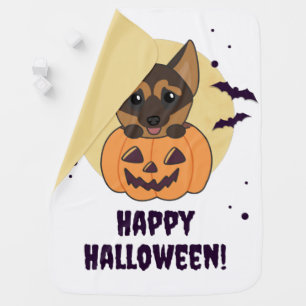 German Shepherd Pumpkin Dogs Happy Halloween Baby Blanket
