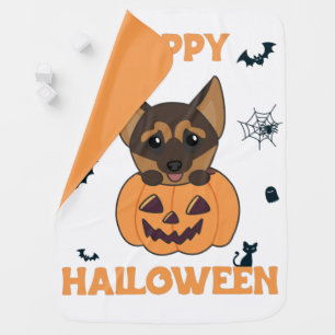 German Shepherd Pumpkin Dogs Happy Halloween Baby Blanket