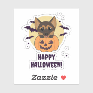 German Shepherd Pumpkin Dogs Happy Halloween Sticker