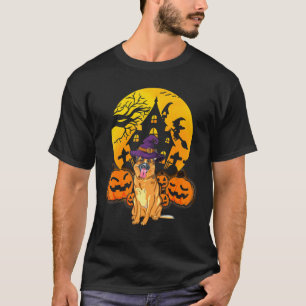 German Shepherd Pumpkin Witch Hat Halloween Costum T-Shirt