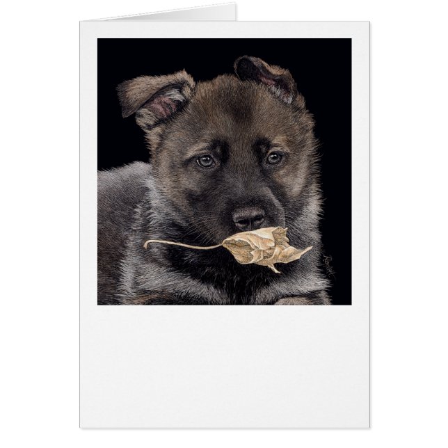 German Shepherd Pup - "Leaf It" Cards (Front)