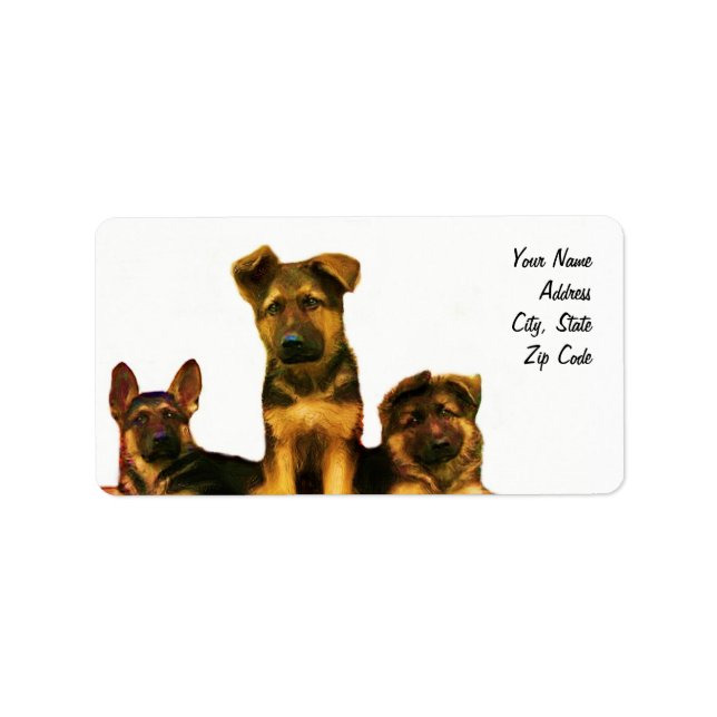 German Shepherd puppies address labels (Front)
