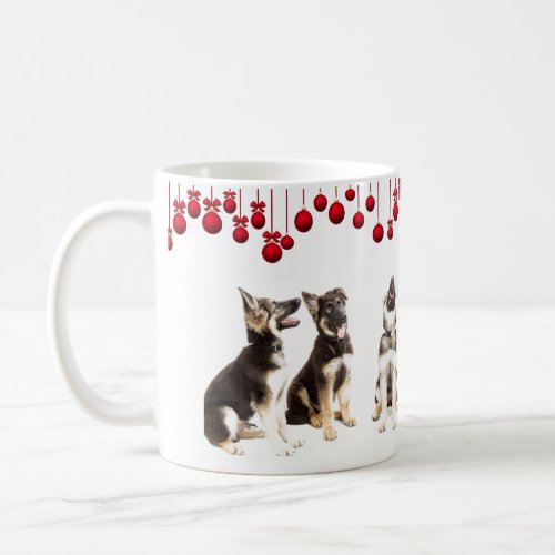 German Shepherd puppies and red ornaments Coffee Mug