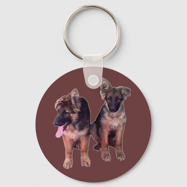 German Shepherd puppies Custom Keychain (Front)