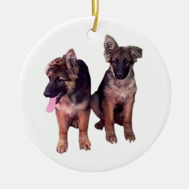 German Shepherd puppies Custom Ornament (Front)