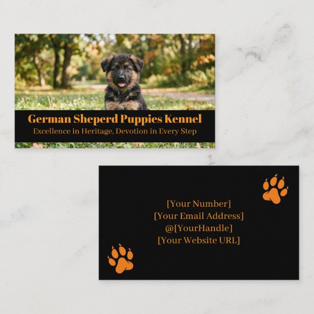 German Shepherd Puppies Kennel Business Card (Front/Back)