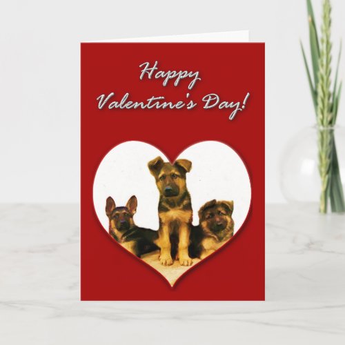 German Shepherd puppies Valentines Day Card