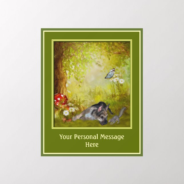 German Shepherd Puppy Add Your Own Text    Wall Decal (Insitu 2)