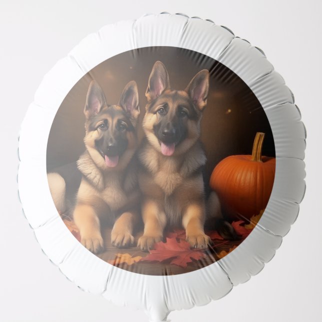 German Shepherd Puppy Autumn Delight Pumpkin  Balloon (Front)