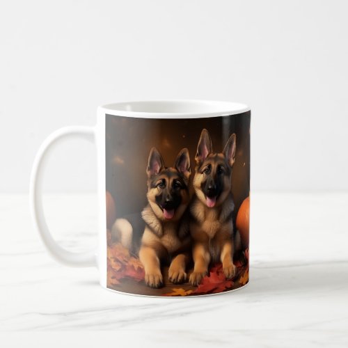 German Shepherd Puppy Autumn Delight Pumpkin  Coffee Mug