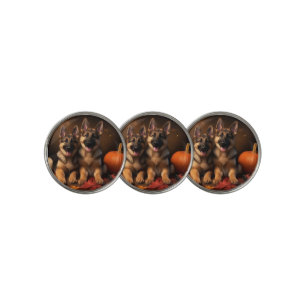 German Shepherd Puppy Autumn Delight Pumpkin Golf Ball Marker