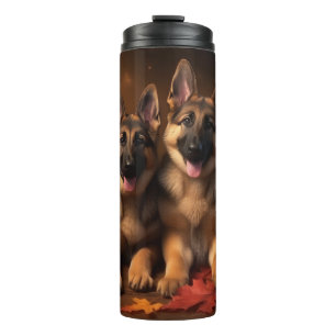 German Shepherd Puppy Autumn Delight Pumpkin Thermal Tumbler