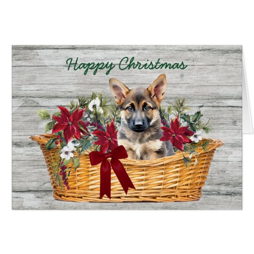 German Shepherd Puppy Basket Holiday