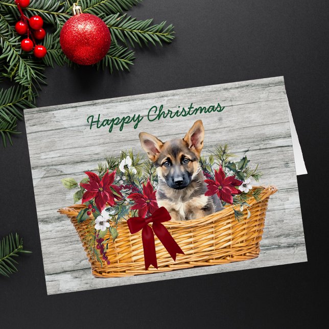 German Shepherd Puppy Basket Holiday Cards (Creator Uploaded)