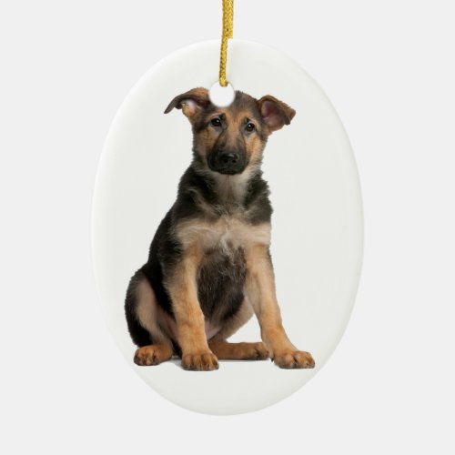 German Shepherd Puppy Ceramic Ornament
