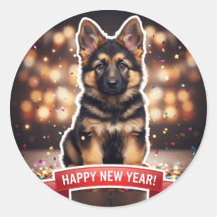 German Shepherd Puppy Confetti Celebration Sticker
