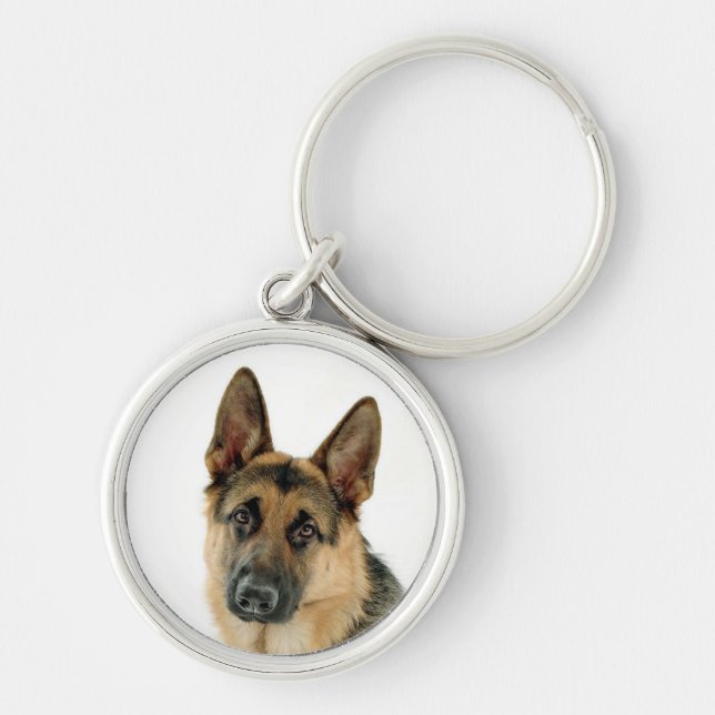 German Shepherd Puppy Dog - Brown and Black Keychain (Front)