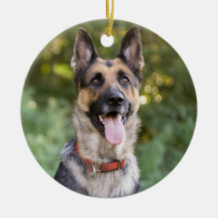 German Shepherd Puppy Dog Ceramic Ornament