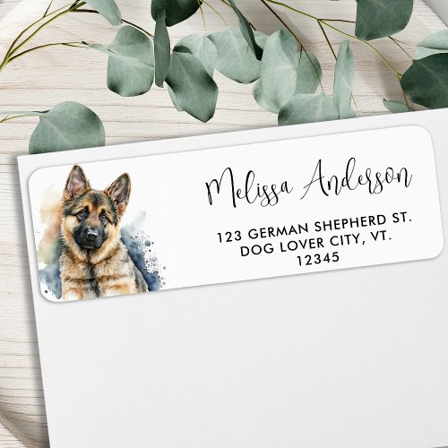 German Shepherd Puppy Dog Modern Return Address Label