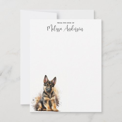 German Shepherd Puppy Dog Personalized Watercolor  Note Card