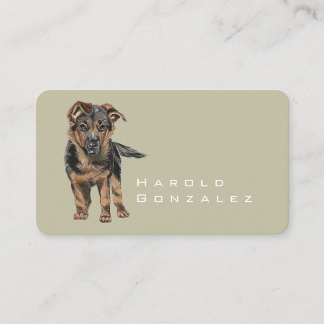 German Shepherd Puppy Drawing Business Card (Front)
