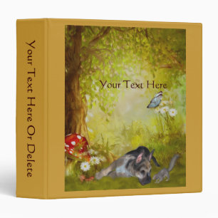 German Shepherd Puppy Fantasy Art Personalized Binder