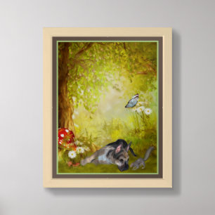 German Shepherd Puppy Fantasy Dog Art Framed