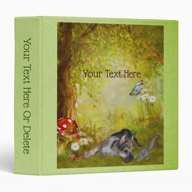 German Shepherd Puppy Fantasy Forest Personalized 3 Ring Binder (Front/Spine)