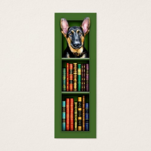 German Shepherd Puppy Green Bookmark Business Card Templates