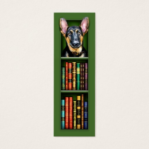 Customizable German Shepherd Puppy Green Bookmark Business Card Templates