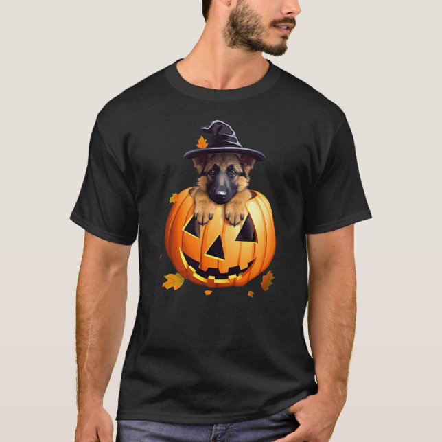 German Shepherd Puppy Halloween Magic T-Shirt (Front)