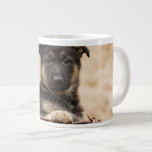 German Shepherd Puppy In Basket Giant Coffee Mug