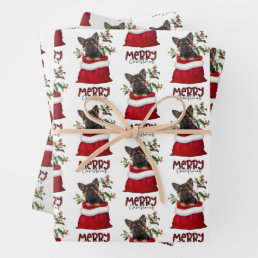 German Shepherd Puppy in Holiday Gift Bag Wrapping Paper Sheets