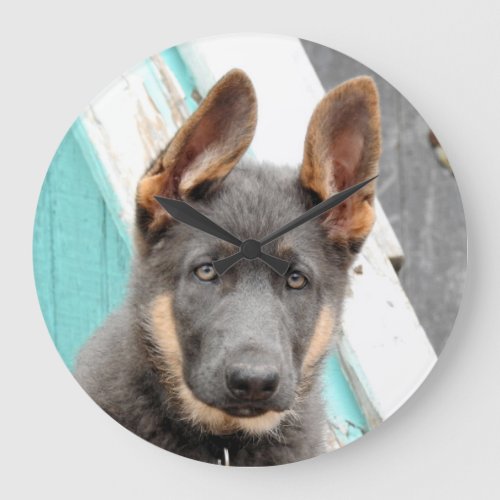 German Shepherd Puppy  Large Clock