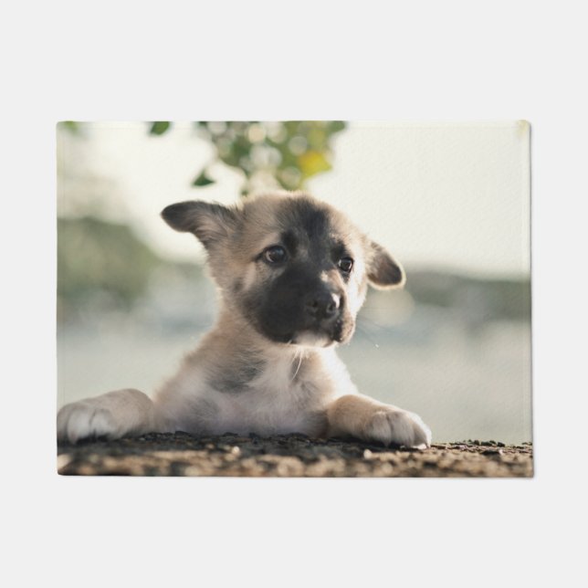 German Shepherd Puppy Over Ledge Doormat (Front)